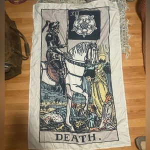 SOLD ON DEPOP - y2k 2000s tarot card ‘death’ tapestry ! so whimsical